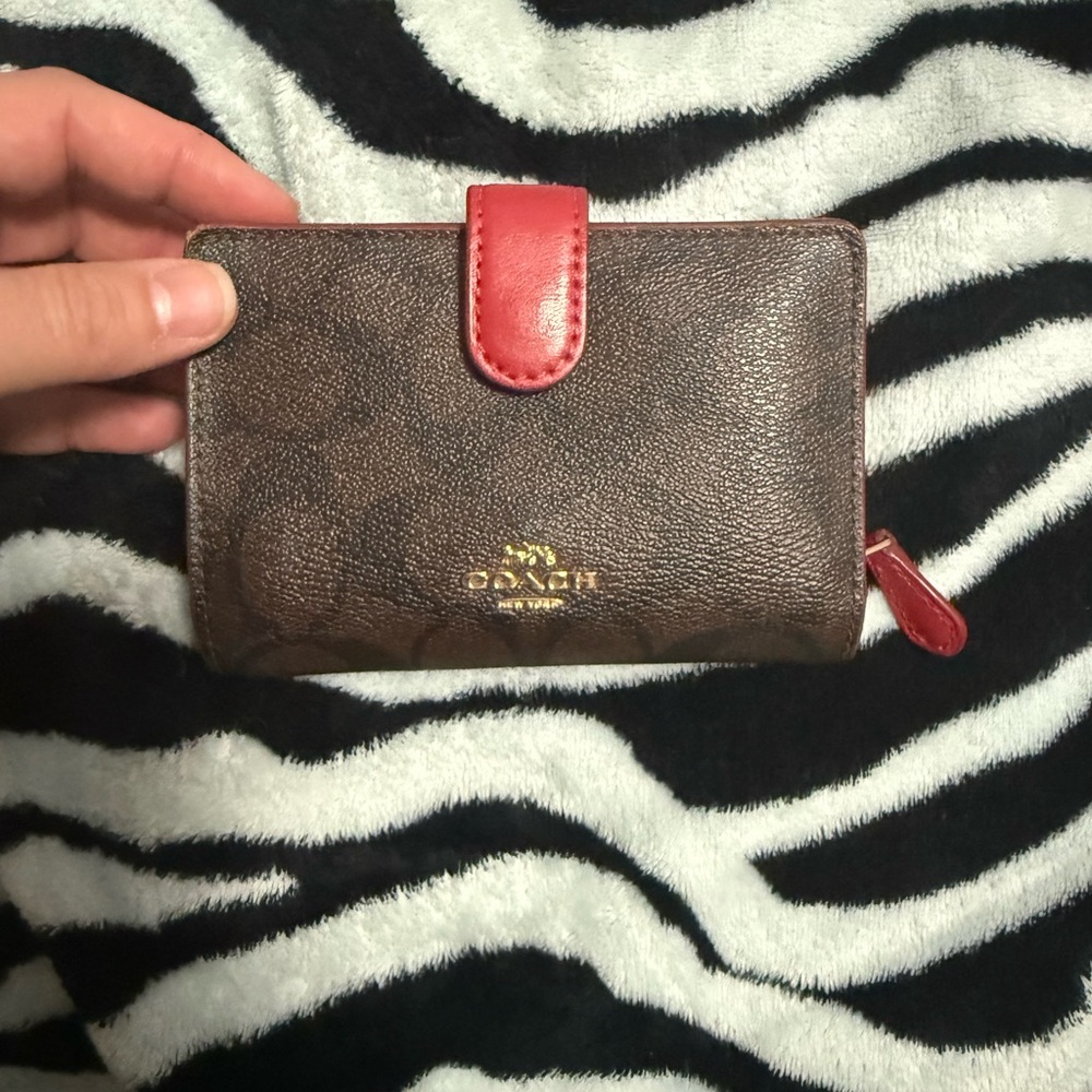 Coach Brown Wallet with Red Trim